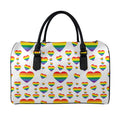 Rainbow LGBT Heart Pattern Print Leather Duffel Bag