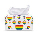 Rainbow LGBT Heart Pattern Print Leather Tissue Box Cover