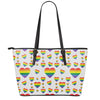 Rainbow LGBT Heart Pattern Print Leather Tote Bag