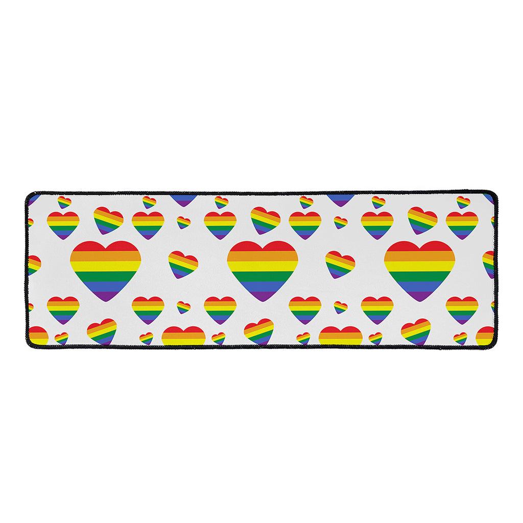 Rainbow LGBT Heart Pattern Print Long Kitchen Mat