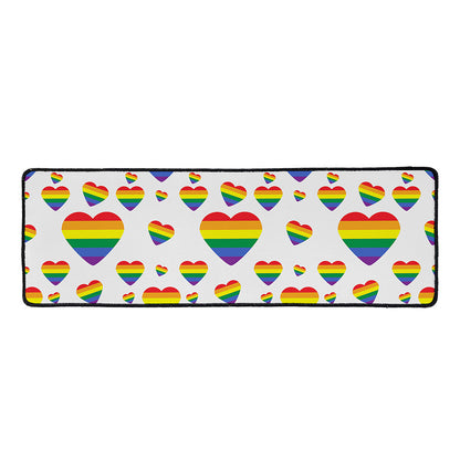 Rainbow LGBT Heart Pattern Print Long Kitchen Mat