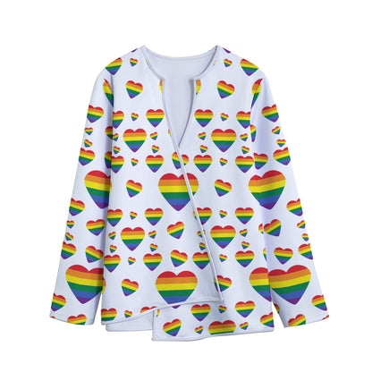 Rainbow LGBT Heart Pattern Print Long Sleeve Short Coat