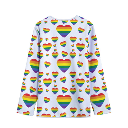 Rainbow LGBT Heart Pattern Print Long Sleeve Short Coat