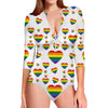 Rainbow LGBT Heart Pattern Print Long Sleeve Swimsuit