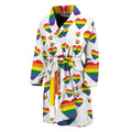 Rainbow LGBT Heart Pattern Print Men's Bathrobe