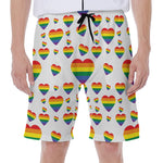Rainbow LGBT Heart Pattern Print Men's Beach Shorts