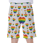 Rainbow LGBT Heart Pattern Print Men's Beach Shorts