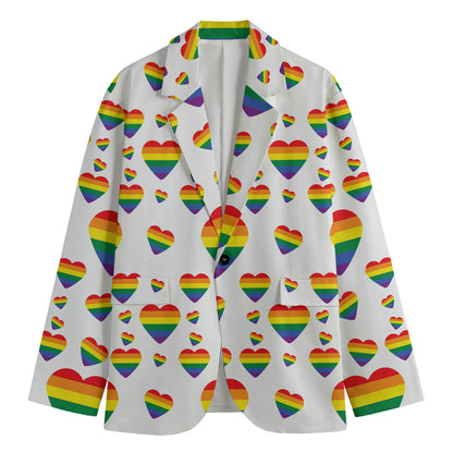 Rainbow LGBT Heart Pattern Print Men's Blazer