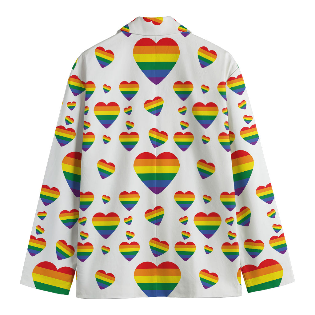 Rainbow LGBT Heart Pattern Print Men's Blazer