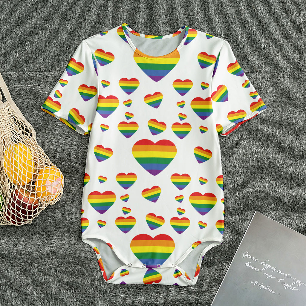 Rainbow LGBT Heart Pattern Print Men's Bodysuit