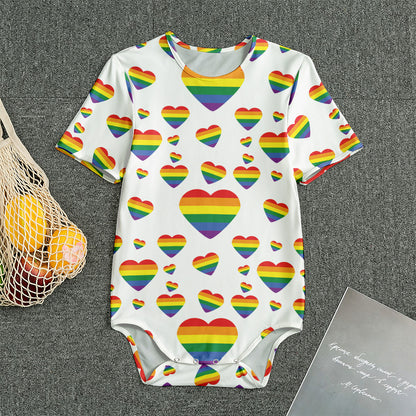 Rainbow LGBT Heart Pattern Print Men's Bodysuit