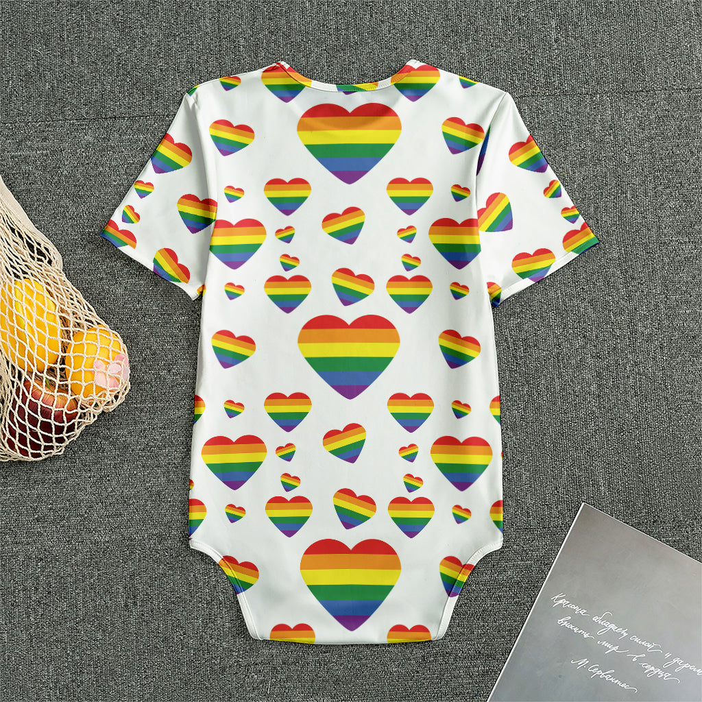 Rainbow LGBT Heart Pattern Print Men's Bodysuit