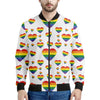 Rainbow LGBT Heart Pattern Print Men's Bomber Jacket