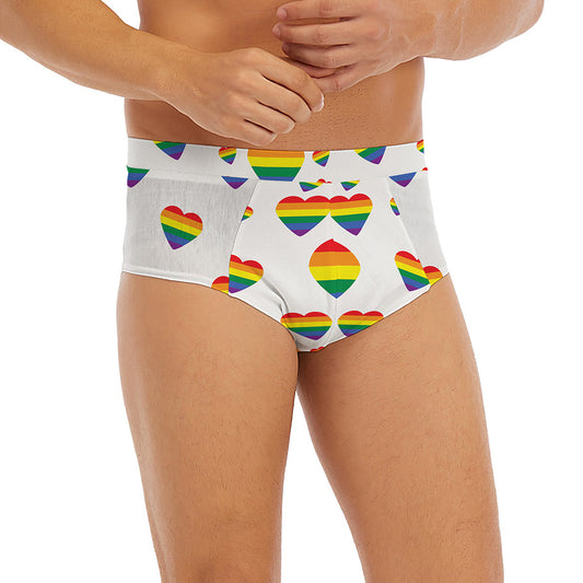 Rainbow LGBT Heart Pattern Print Men's Briefs