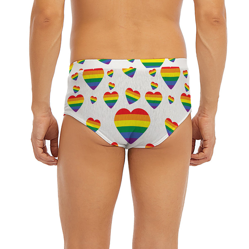 Rainbow LGBT Heart Pattern Print Men's Briefs
