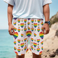 Rainbow LGBT Heart Pattern Print Men's Cargo Shorts