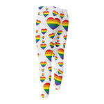 Rainbow LGBT Heart Pattern Print Men's Compression Pants