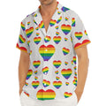 Rainbow LGBT Heart Pattern Print Men's Deep V-Neck Shirt