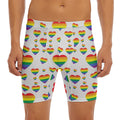 Rainbow LGBT Heart Pattern Print Men's Long Boxer Briefs
