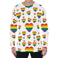 Rainbow LGBT Heart Pattern Print Men's Long Sleeve T-Shirt