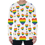 Rainbow LGBT Heart Pattern Print Men's Long Sleeve T-Shirt