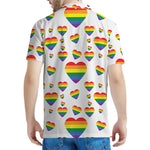 Rainbow LGBT Heart Pattern Print Men's Polo Shirt