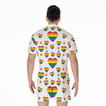 Rainbow LGBT Heart Pattern Print Men's Rompers