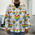 Rainbow LGBT Heart Pattern Print Men's Shirt Jacket