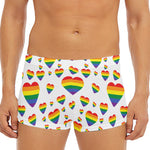 Rainbow LGBT Heart Pattern Print Men's Short Boxer Briefs