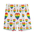Rainbow LGBT Heart Pattern Print Men's Sports Shorts