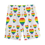 Rainbow LGBT Heart Pattern Print Men's Sports Shorts