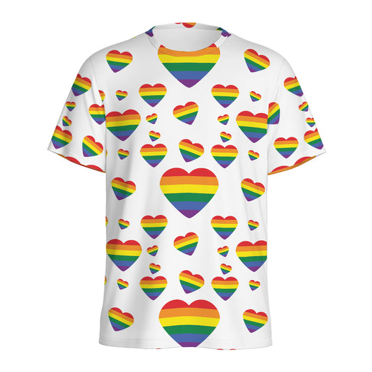 Rainbow LGBT Heart Pattern Print Men's Sports T-Shirt