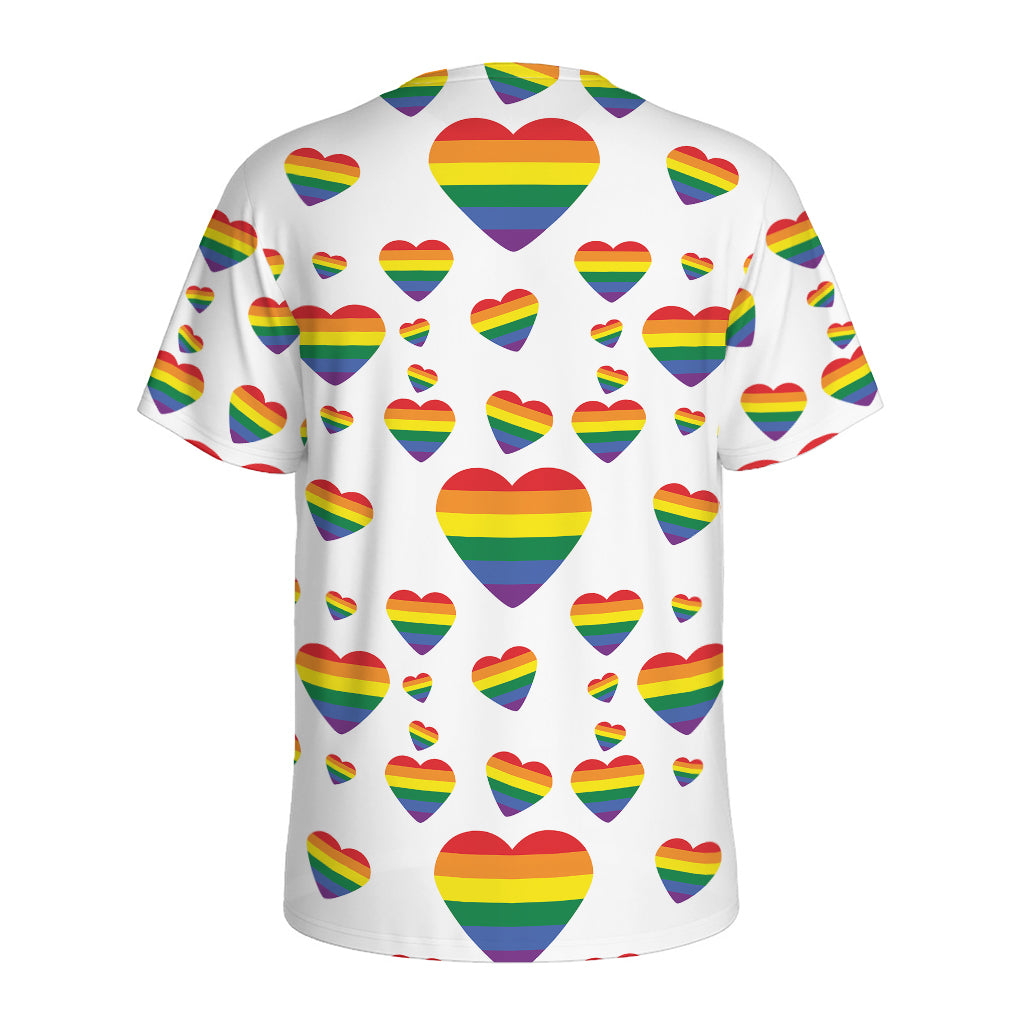 Rainbow LGBT Heart Pattern Print Men's Sports T-Shirt