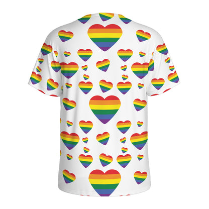 Rainbow LGBT Heart Pattern Print Men's Sports T-Shirt