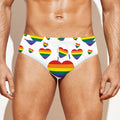 Rainbow LGBT Heart Pattern Print Men's Swim Briefs