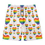 Rainbow LGBT Heart Pattern Print Men's Swim Trunks