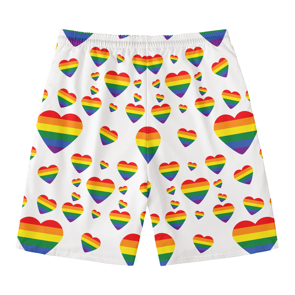 Rainbow LGBT Heart Pattern Print Men's Swim Trunks