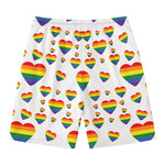 Rainbow LGBT Heart Pattern Print Men's Swim Trunks