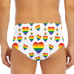 Rainbow LGBT Heart Pattern Print Men's Triangle Swim Briefs