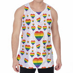 Rainbow LGBT Heart Pattern Print Men's Velvet Tank Top