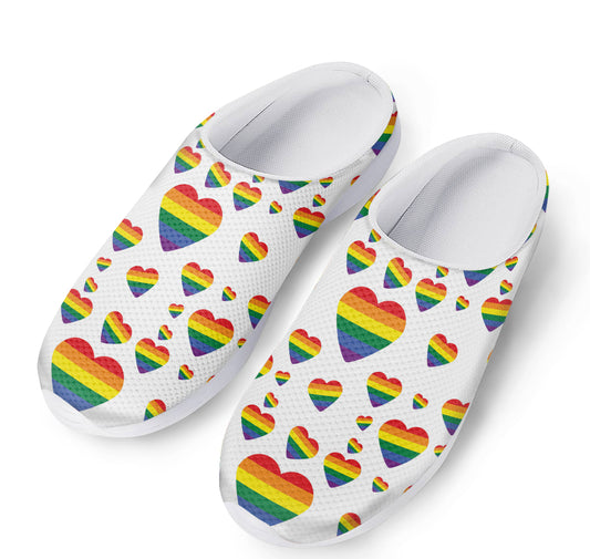Rainbow LGBT Heart Pattern Print Mesh Casual Shoes