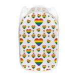 Rainbow LGBT Heart Pattern Print Mesh Laundry Hamper