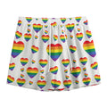 Rainbow LGBT Heart Pattern Print Mesh Shorts