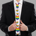 Rainbow LGBT Heart Pattern Print Necktie