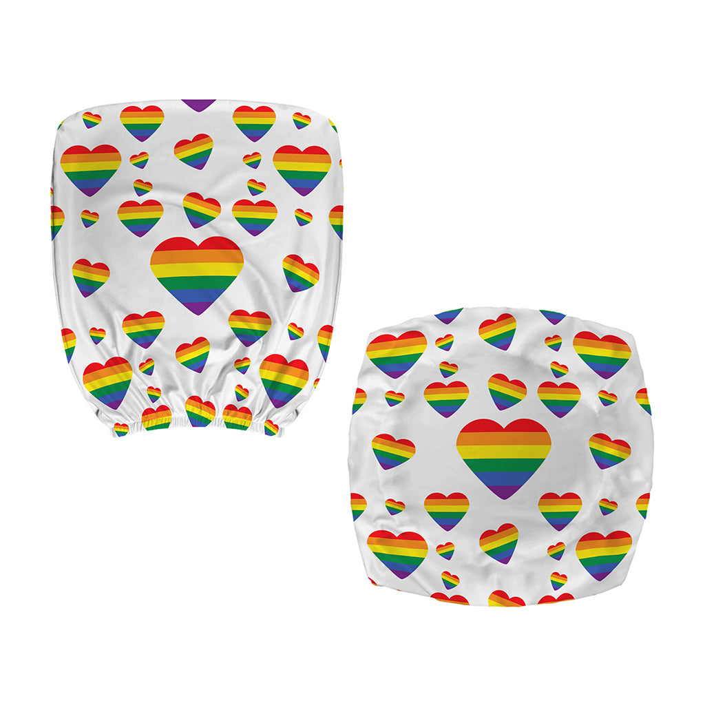 Rainbow LGBT Heart Pattern Print Office Chair Cover