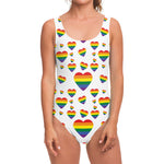 Rainbow LGBT Heart Pattern Print One Piece Swimsuit