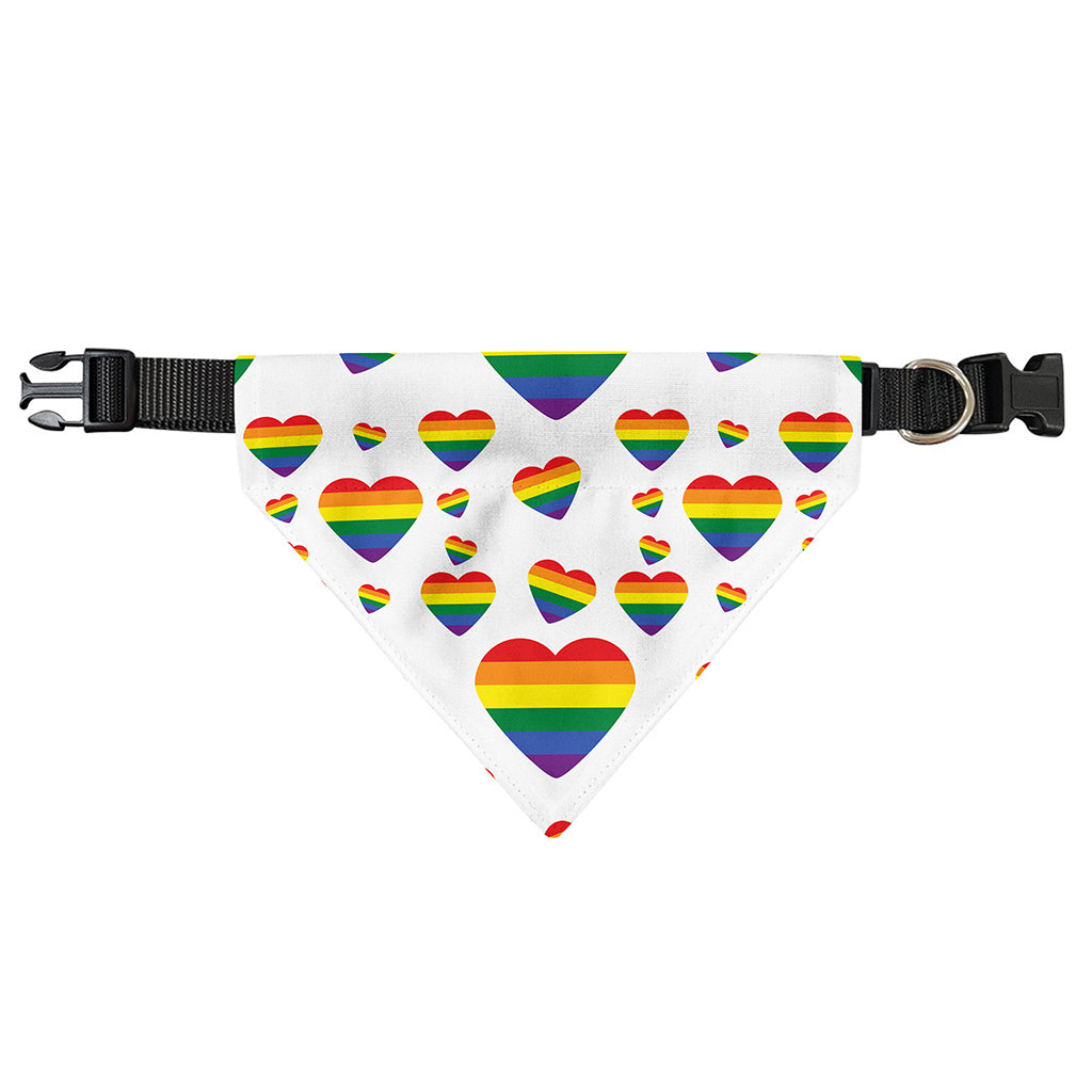 Rainbow LGBT Heart Pattern Print Over The Collar Dog Bandana