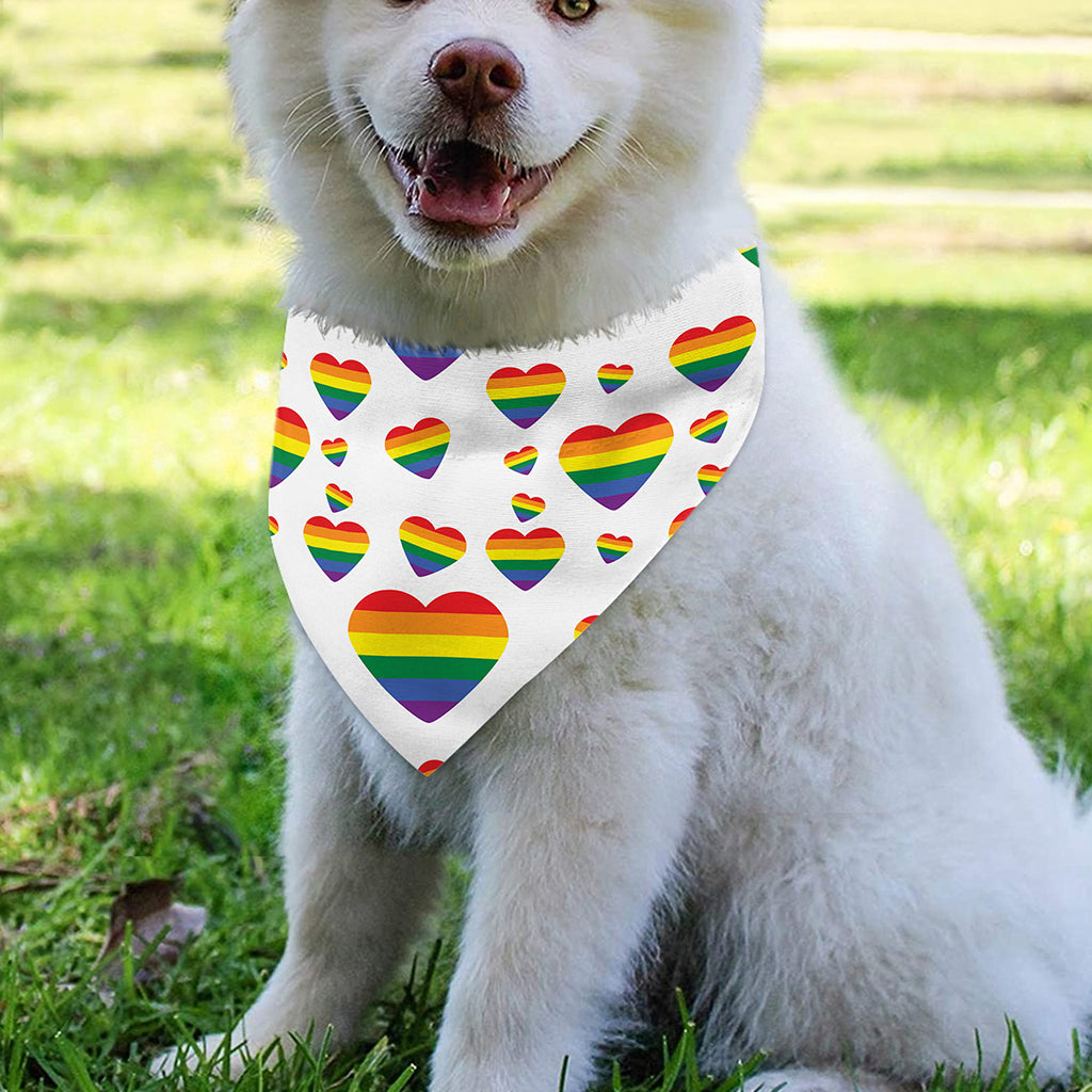 Rainbow LGBT Heart Pattern Print Over The Collar Dog Bandana