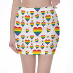 Rainbow LGBT Heart Pattern Print Pencil Mini Skirt