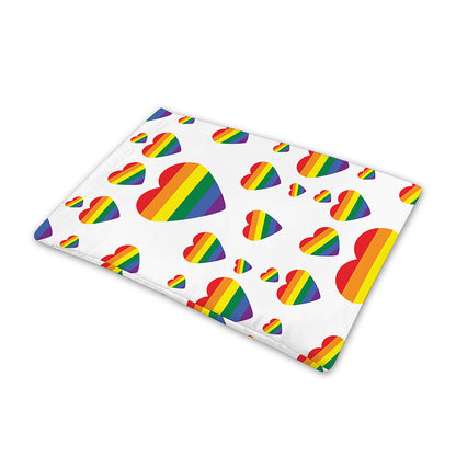Rainbow LGBT Heart Pattern Print Pet Cooling Mat Cover